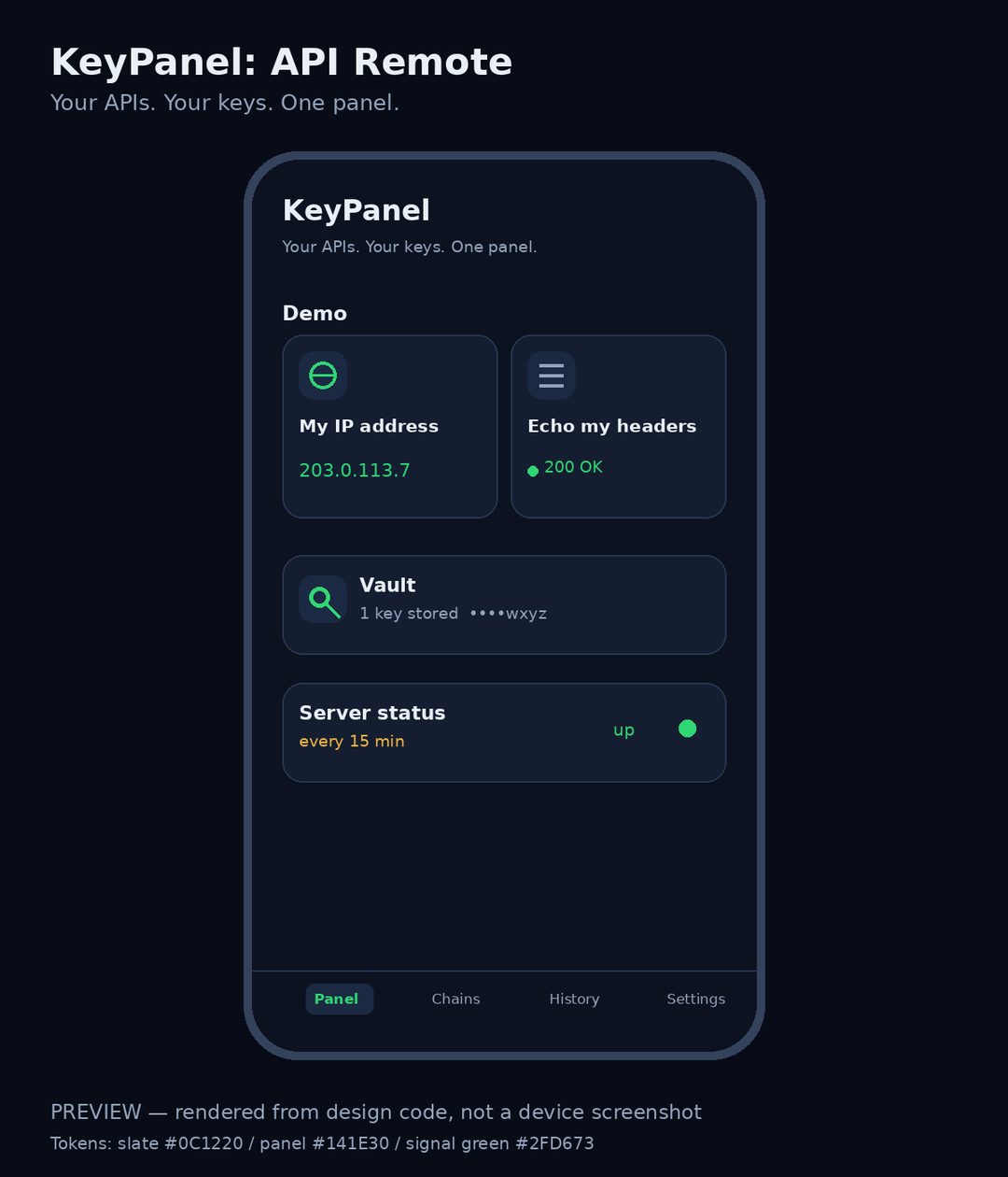 Design preview of KeyPanel