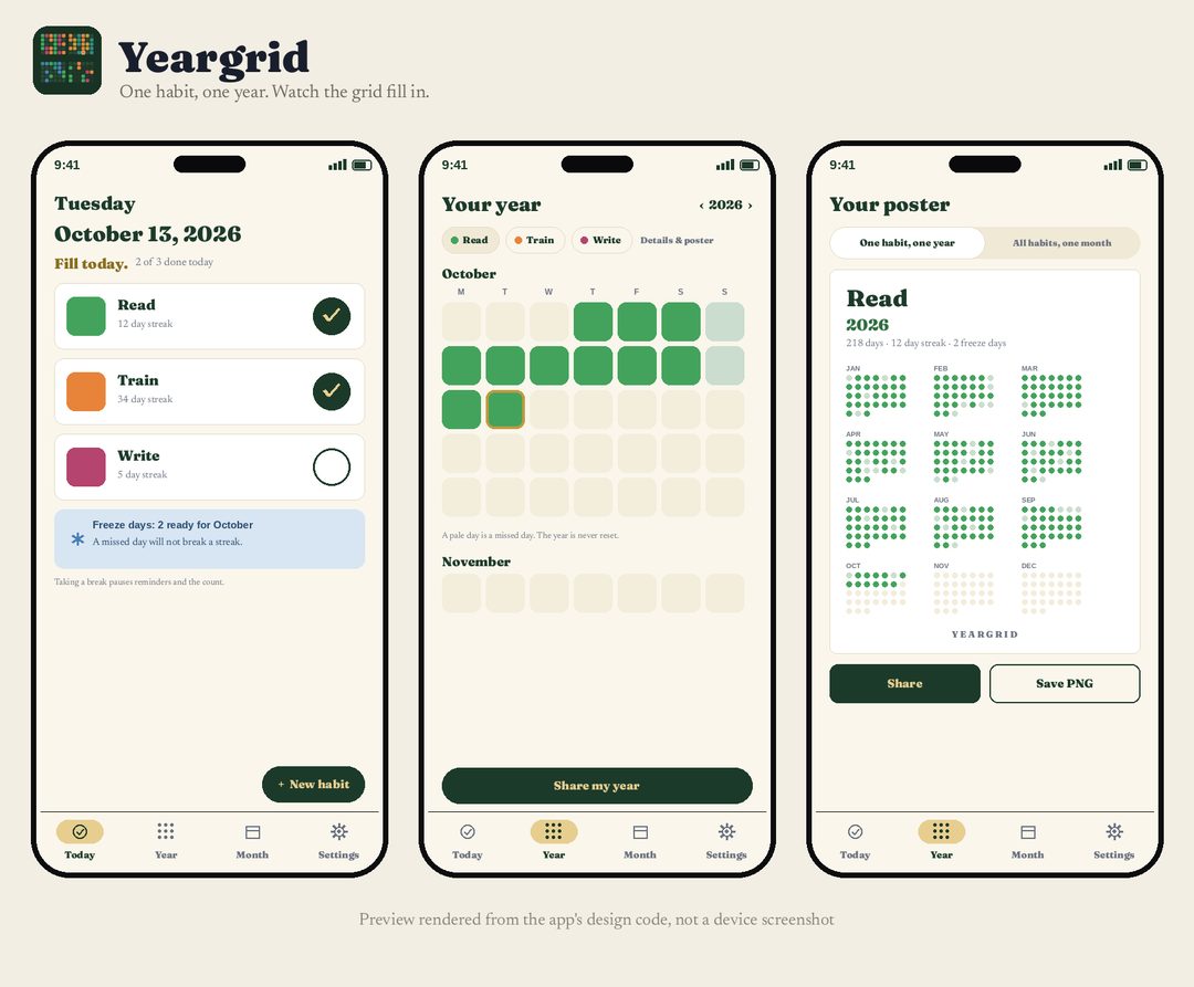 Design preview of Yeargrid